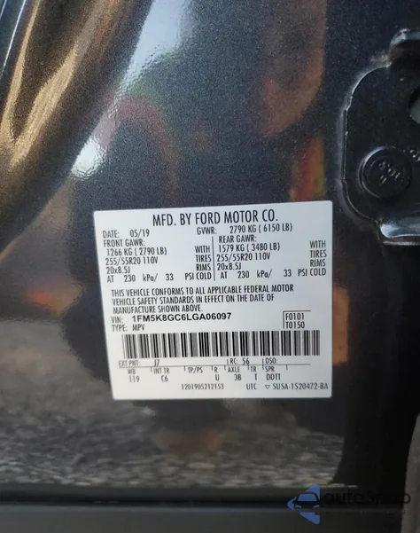 2020 Ford Explorer St from USA, damaged, VIN 1FM5K8GC6LGA06097